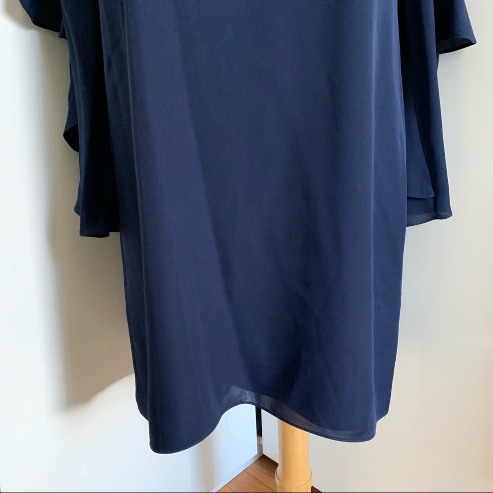 Kobi Halperin Bethenny Ruffle-Sleeve Shift Dress in Navy sz L - Picture 6 of 14